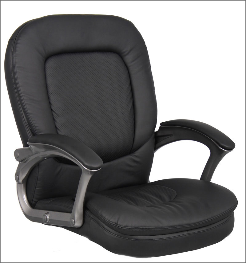 Office Seat Black Vinyl Cushion Leather 