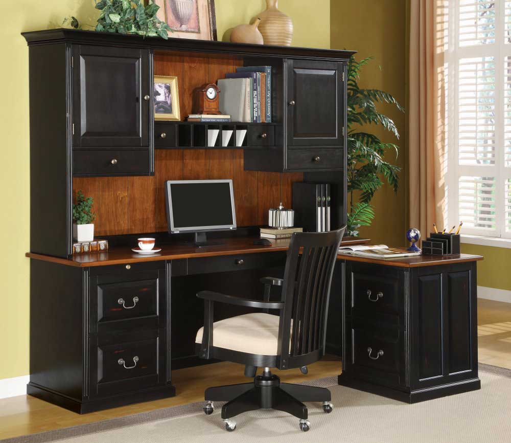 elegant black finish contemporary home office furniture