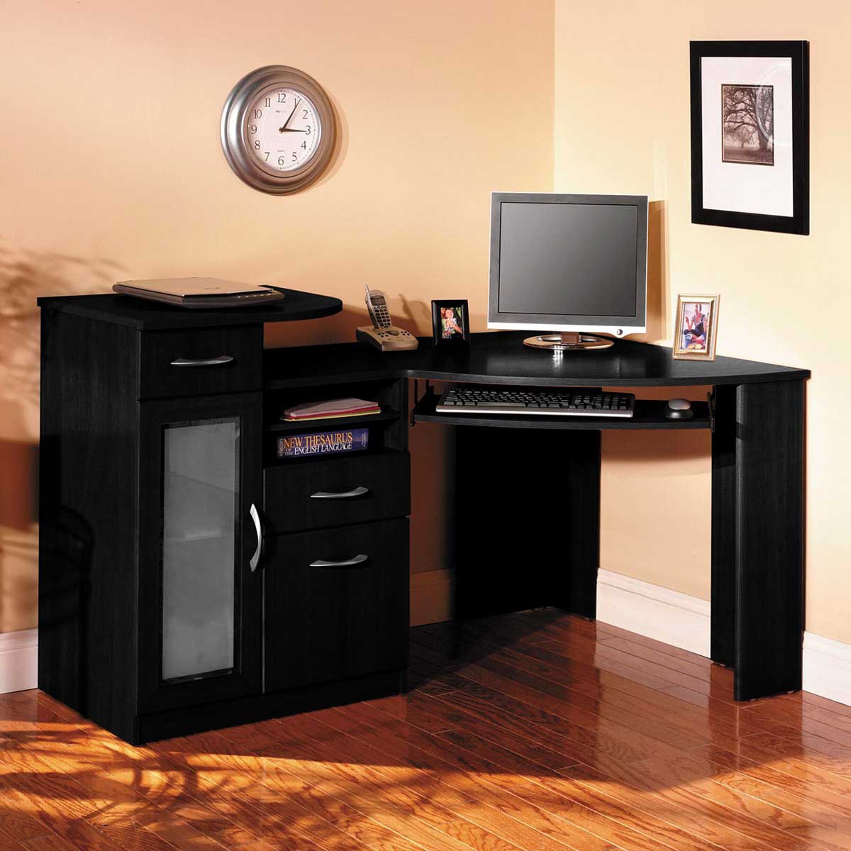 Black Corner Computer Desk