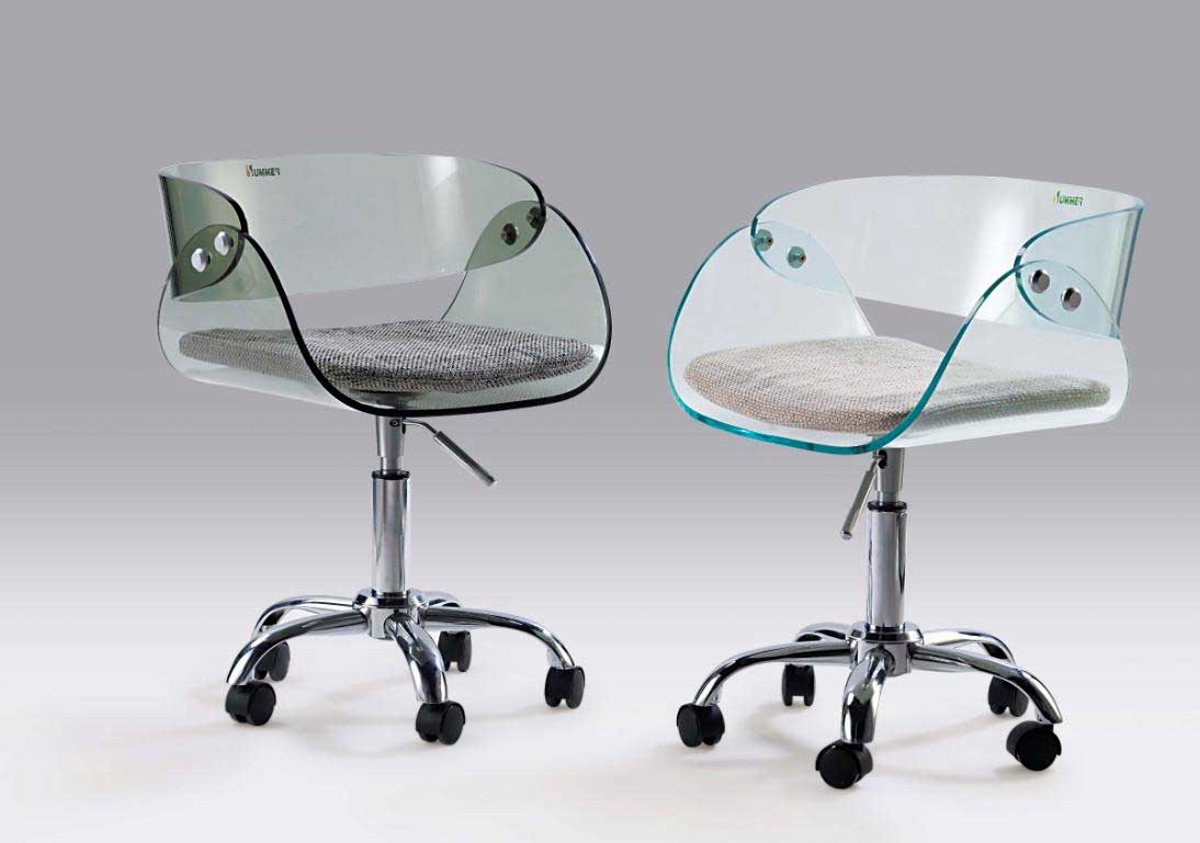 Clear Glass Adjuatable Office Computer Chairs 