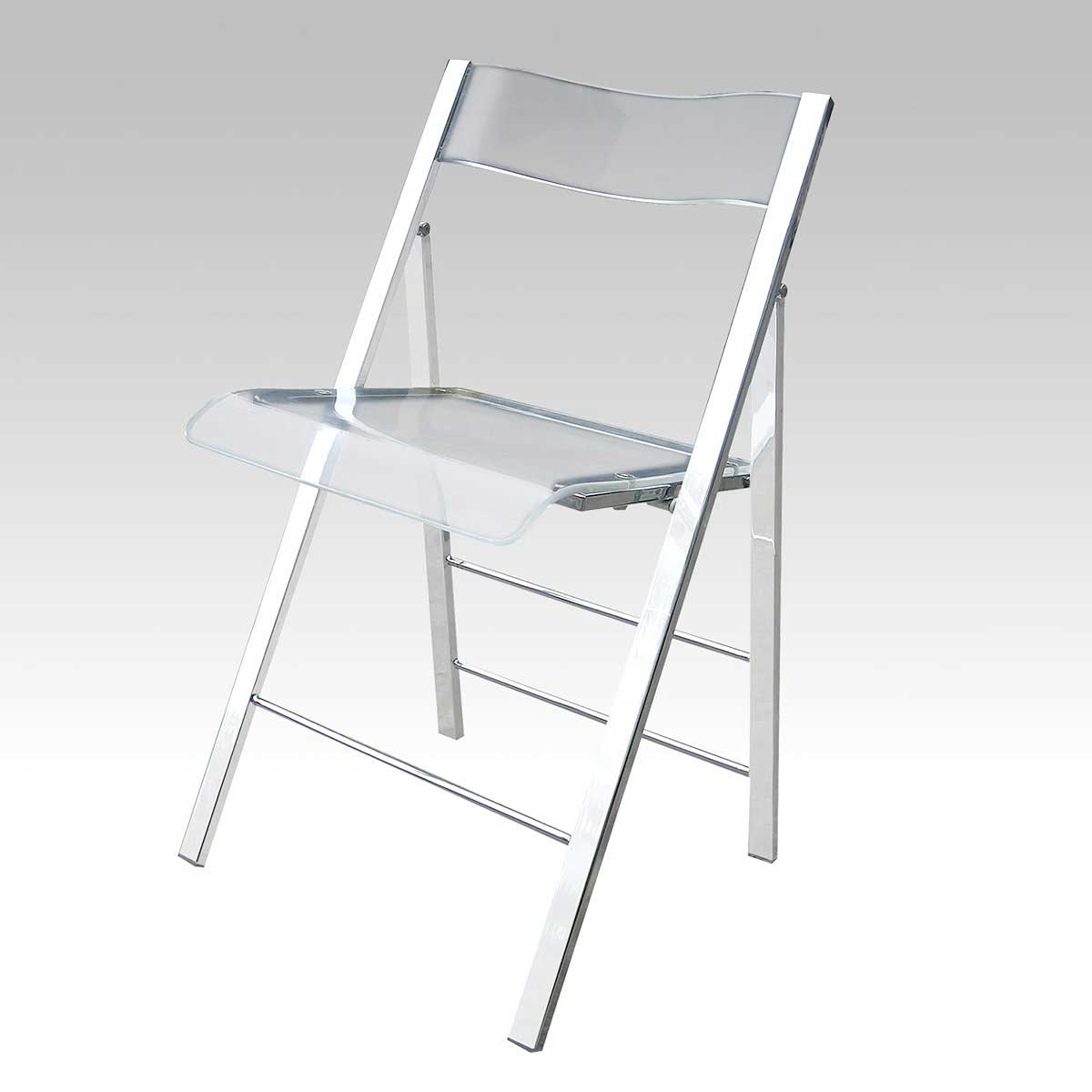 Alston Clear Glass Lucite Folding Chairs 