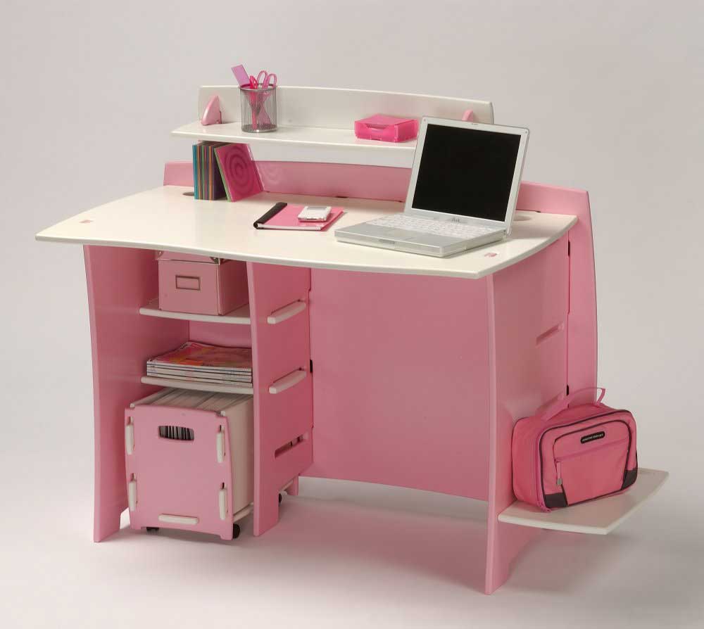 Legare Furniture Pink Desk with Cart and Shelves