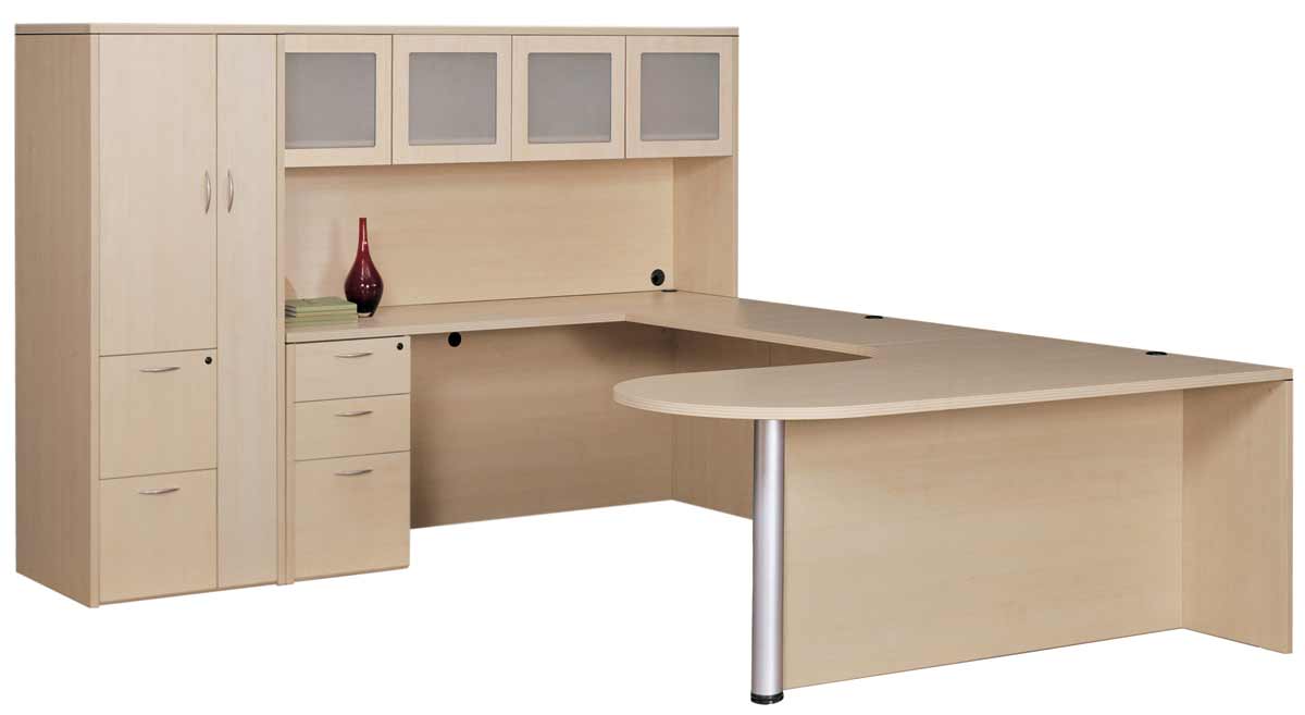 CherryMan Amber Home Office U shaped Desk with Hutch