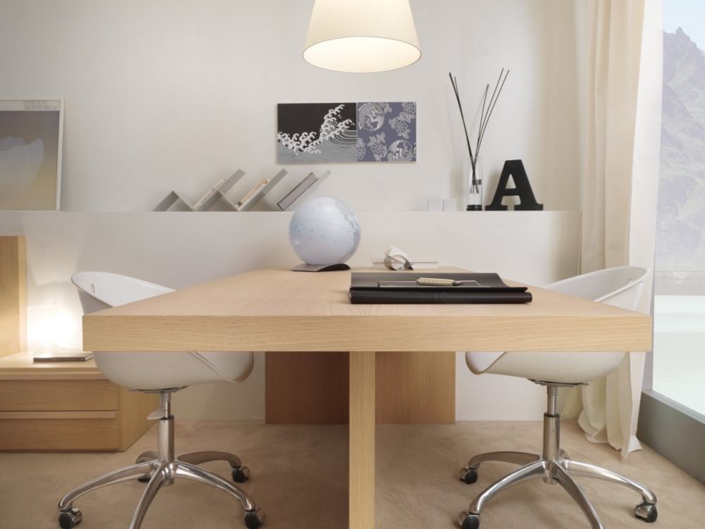 wooden double desk home office ideas