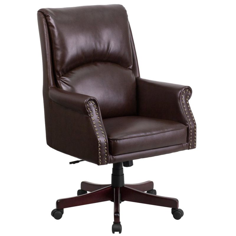 Brown Leather Desk Chair by Flash Furniture