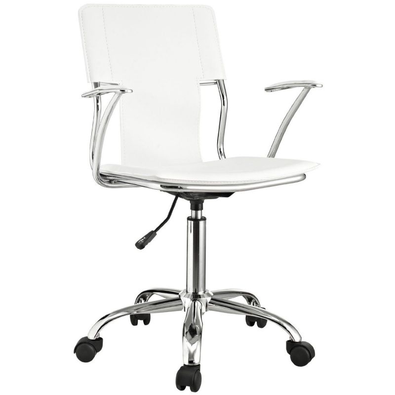 LexMod Studio Office Chair In White Vinyl 