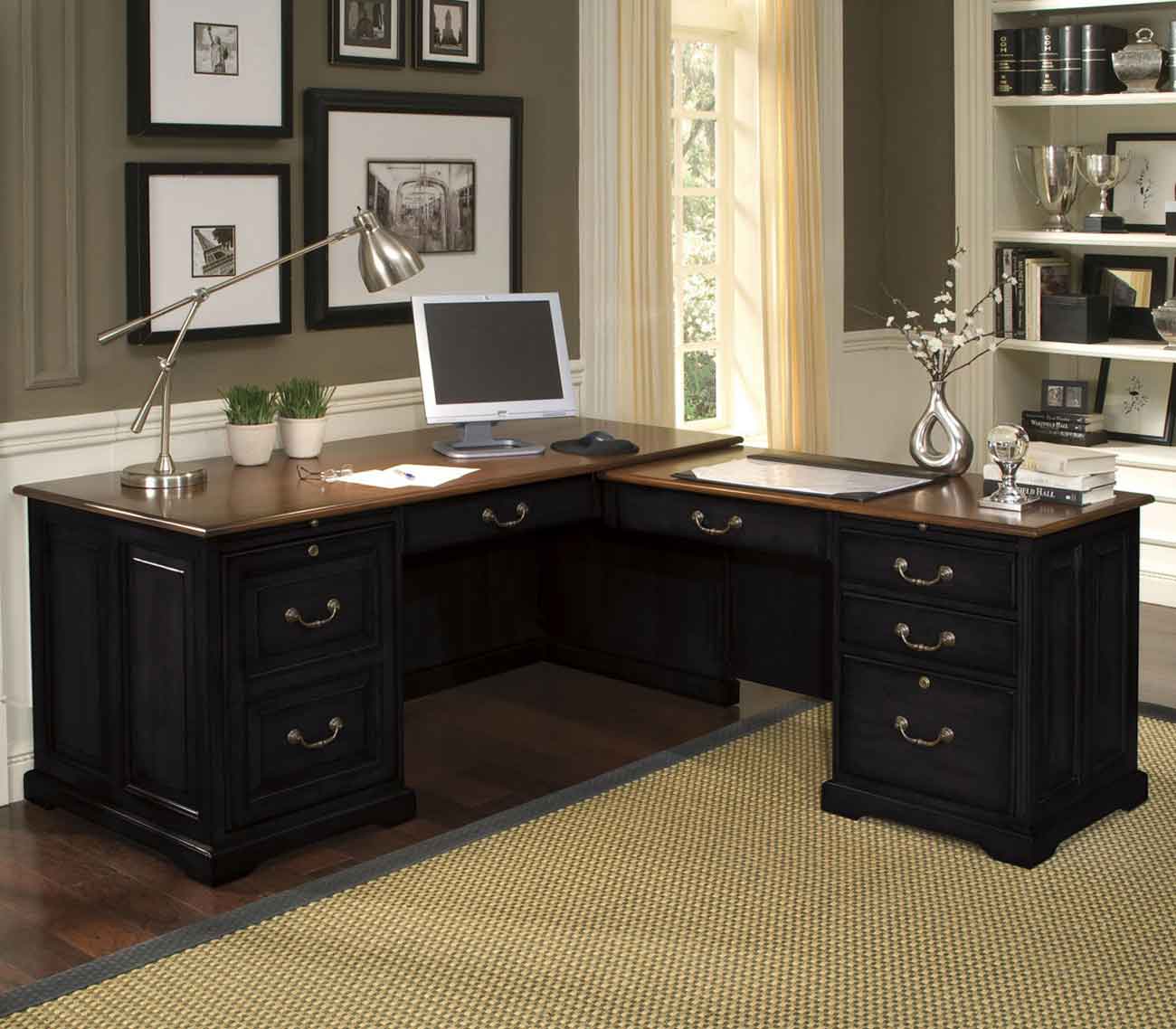 Black L-Shape Desk for Home Office
